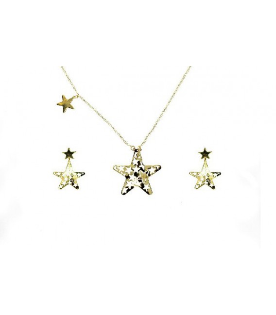Pendientes y collar plata dorada -