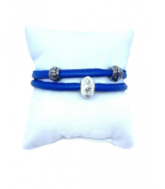 Pulsera de piel con plata - BR1